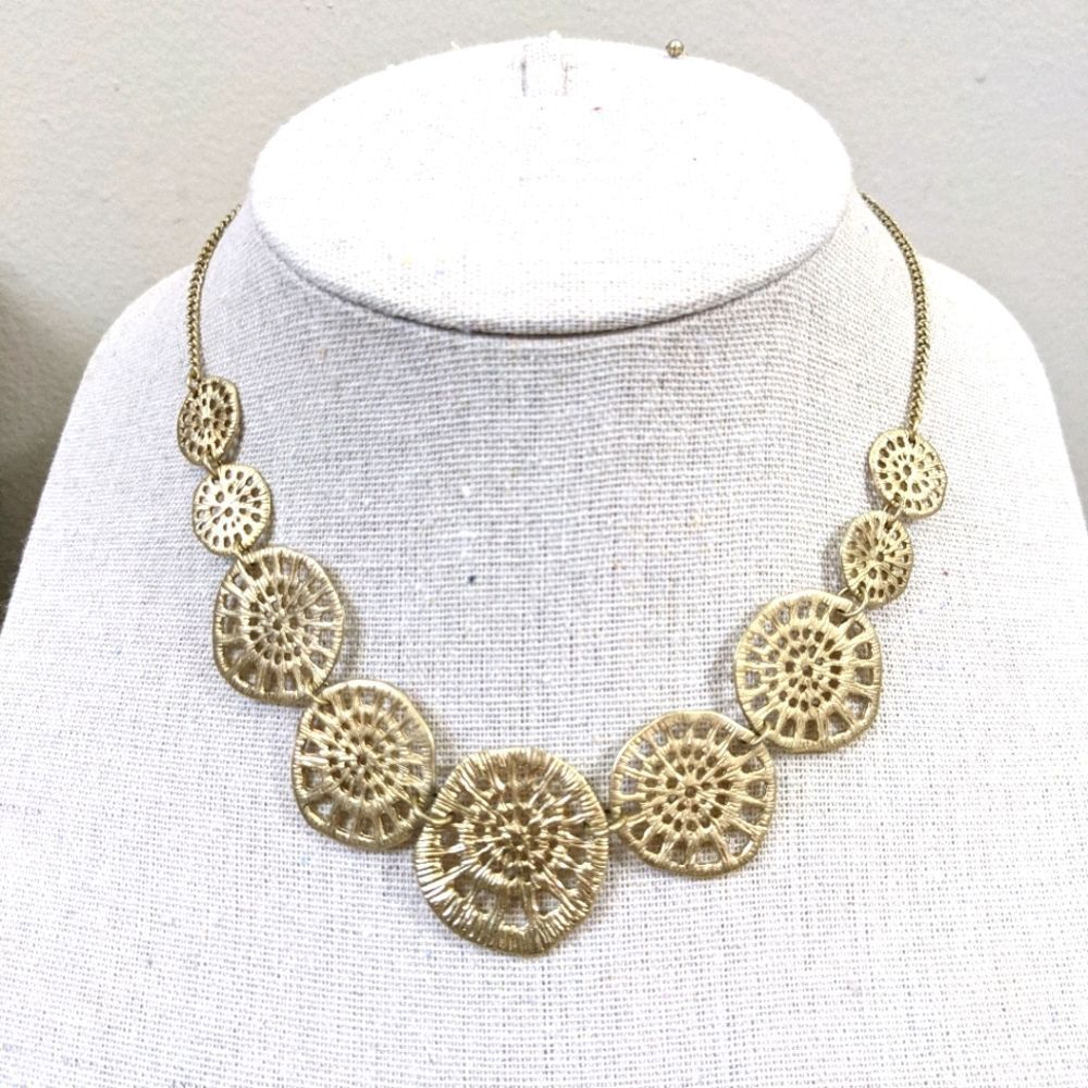 Gold toned bib necklace